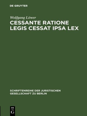 cover image of Cessante ratione legis cessat ipsa lex